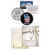PEACE SIGN - Hand Symbol - Patriotic Keepsake Gift - JFK Kennedy Half Dollar US Colorized Coin
