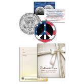 PEACE SIGN SYMBOL - Patriotic Keepsake Gift - JFK Kennedy Half Dollar US Colorized Coin