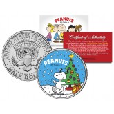 Peanuts " Snoopy with Christmas Tree " JFK Kennedy Half Dollar U.S. Coin - Officially Licensed