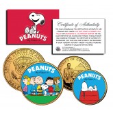 PEANUTS Charlie Brown SNOOPY DC Quarter & JFK Half Dollar US 2-Coin Set 24K Gold Plated - Officially Licensed