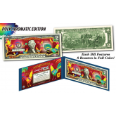 Lot of 10 - 2017 Chinese New Year * YEAR OF THE ROOSTER * POLYCROMATIC 8 COLORIZED ROOSTER’S Genuine Legal Tender U.S. $2 BILL - $2 Lucky Money with Blue Folio