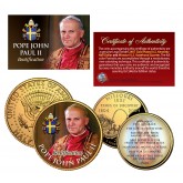 POPE JOHN PAUL II BEATIFICATION Missouri Quarter & JFK Half Dollar 2-Coin Set 24K Gold Plated