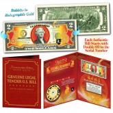 2023 Chinese New Year - YEAR OF THE RABBIT - Gold Hologram Legal Tender U.S. $2 BILL in Large Collectors Folio Display