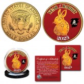 2023 Chinese New Year * YEAR OF THE RABBIT * 24K Gold Plated JFK Kennedy Half Dollar U.S. Coin