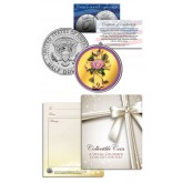 Religious Cross for Baptism Communion - Keepsake Gift JFK Kennedy Half Dollar US Colorized Coin