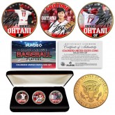 SHOHEI OHTANI Shotime California Angels Baseball Officially Licensed MLB Player 24K Gold Plated JFK Half Dollar U.S. 3-Coin Set with Premium Display Box