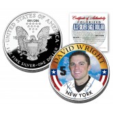 DAVID WRIGHT 2006 American Silver Eagle Dollar 1 oz US Colorized Coin NY METS - Officially Licensed