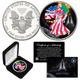 SPACE FORCE USSF Military Armed Forces AMERICANA LADY LIBERTY Genuine 1 oz. PURE .999 FINE SILVER AMERICAN U.S. EAGLE in Deluxe Gift Coin Display Box