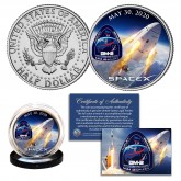 SPACE X FALCON 9 ROCKET Carrying First Ever Crew Dragon Spacecraft Launch May 30, 2020 JFK Kennedy Half Dollar Coin