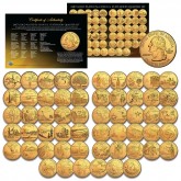 COMPLETE SET of ALL 56 Statehood State U.S. Quarters Coins (1999 to 2009) * 24K GOLD PLATED *
