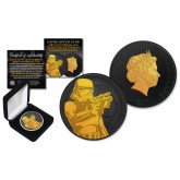 2018 NZM Niue 1 oz Pure Silver BU Star Wars STORMTROOPER Coin BLACK RUTHENIUM with 24KT Gold Clad Highlights