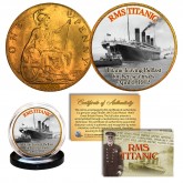 RMS TITANIC - Sea Trials - Colorized 1900’s Gold Clad Great Britain Penny - Legal Tender