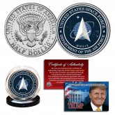 United States Space Force (USSF) with Trump Certificate JFK Kennedy Half Dollar Coin - 6th Branch of the Armed Forces Military