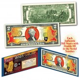 2023 Vietnamese Lunar New Year - YEAR OF THE CAT - Gold Hologram Legal Tender U.S. $2 BILL - $2 Lucky Money with Blue Folio