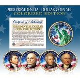 2008 Presidential $1 Dollar U.S. COLORIZED - Complete 4-Coin Set - with Capsules