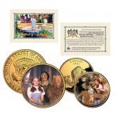 WIZARD OF OZ - Cast - Kansas Quarter & JFK Half Dollar US 2-Coin Set 24K Gold Plated - Officially Licensed