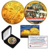 WOODSTOCK 50th Anniversary 1969-2019 Genuine 24KT Gold Plated  Eisenhower IKE Dollar U.S. Coin with Display Box