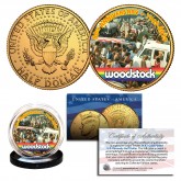 WOODSTOCK 50th Anniversary 1969-2019 Genuine 24KT Gold Plated JFK Kennedy Half Dollar U.S. Coin