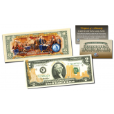 Official 9/11 WTC DECLARATION of INDEPENDENCE Duo Gold Leaf Front & Colorized Back Genuine Legal Tender U.S. $2 Bill 2-SIDED (DOI)