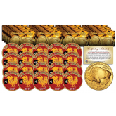 2017 Chinese New Year * YEAR OF THE ROOSTER * 24 Karat Gold Plated $50 American Gold Buffalo Indian Tribute Coin (LOT OF 20)