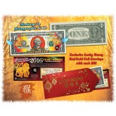 2016 Chinese New Year - YEAR OF THE MONKEY - Gold Hologram Legal Tender U.S. $1 BILL - $1 Lucky Money
