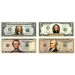 Set of 4 - COLORIZED 2-SIDED U.S. Bills Currency $1 / $2 / $5 / $10 Genuine Legal Tender