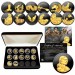 Complete U.S. SACAGAWEA DOLLAR 12-Coin SET - BLACK RUTHENIUM Edition featuring 24K Gold Highlights with Deluxe Box and Certificate
