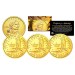 SACAGAWEA $1 Golden Dollar 2000-2008 U.S. Coins 24K GOLD PLATED with Capsules (Quantity 3)